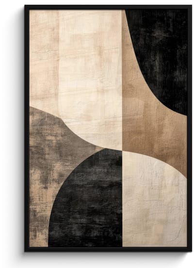 Poster in lijst - Fotolijst 80x120 cm - Posters - Abstract - Vlakken - Zwart - Rond - Posterlijst zwart - Decoratie - Wanddecoratie woonkamer - Muurdecoratie slaapkamer