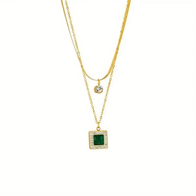 Dames Ketting - Dubbele Laag - Roestvrijstaal - Vintage Layered Necklace met Verstelbare Sluiting - Trendy Dubbel Gelaagde Halsketting voor Feest, Festival of Dagelijks Gebruik - Elegante Mode Accessoire & Cadeau voor Vrouw of Meisje
