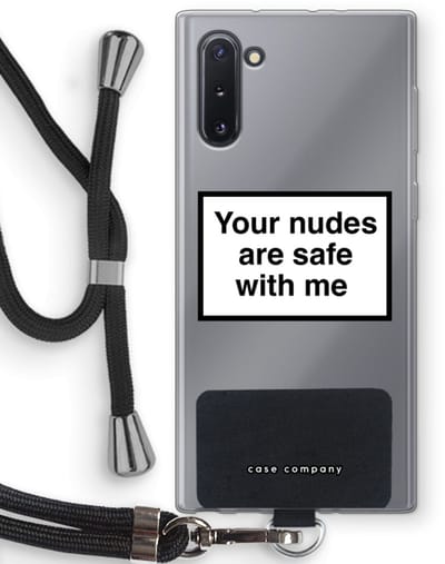 Hoesje met koord geschikt voor Samsung Galaxy Note 10 hoesje met Koord - Safe with me - Telefoonhoesje met Zwart Koord - Bescherming aan alle Kanten en Over de Schermrand