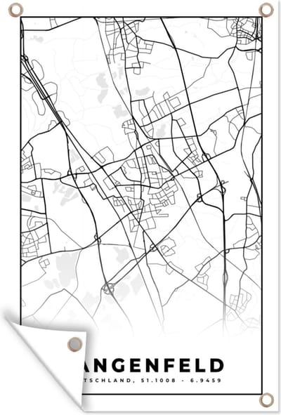 Muurdecoratie Langenfeld - Plattegrond - Stadskaart - Kaart - 120x180 cm - Tuinposter - Tuindoek