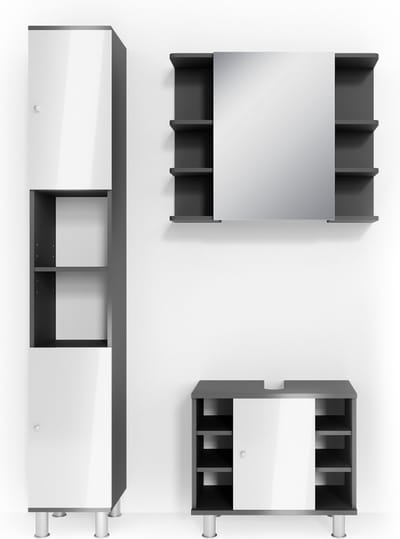 Vicco Badkamermeubel set Fynn, Antraciet, 3-delig