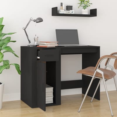 vidaXL - Bureau - 100x49x75 - cm - bewerkt - hout - zwart