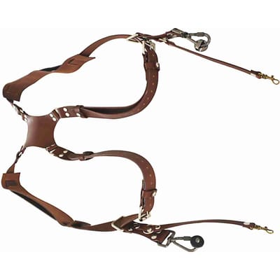 Harnais Double Épaule Réglable en Cuir Riveté Double pour Appareil Photo Numérique Accessoire blanc