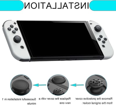Verbeterde grip en comfort met 6 zwarte joystick caps voor Nintendo Switch controllers - vervangende thumb grips voor optimale controle en spelervaring
