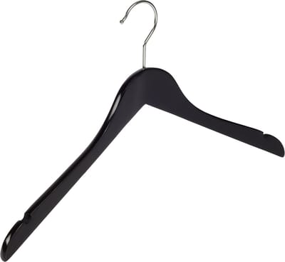 De Kledinghanger Gigant - Kledinghanger - Volwassenen - 7101BA - 50 Stuks - Blousehanger - Shirthanger - Lotushout - Zwart Gelakt - Geknikt Model - Rokinkepingen - 44 cm - Kleerhanger (7101BA_00/50)