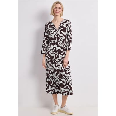 Midi-jurk met gespleten hals en print