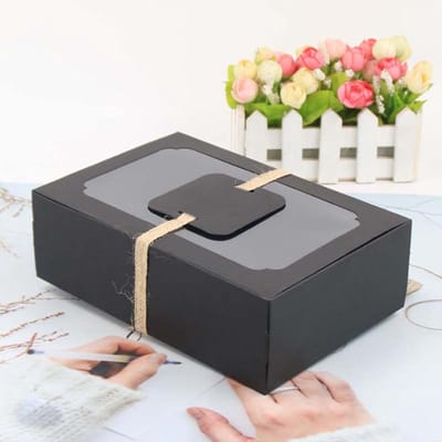 Set van 12 Kraft Papieren Taartdozen met Venster, Kartonnen Dozen voor Gebak, Taarten en Trouwerij Desserts