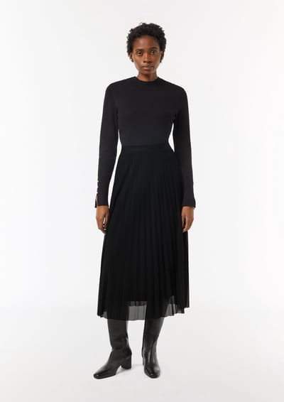 comma - female - Geplooide rok van mesh met elastische tailleband