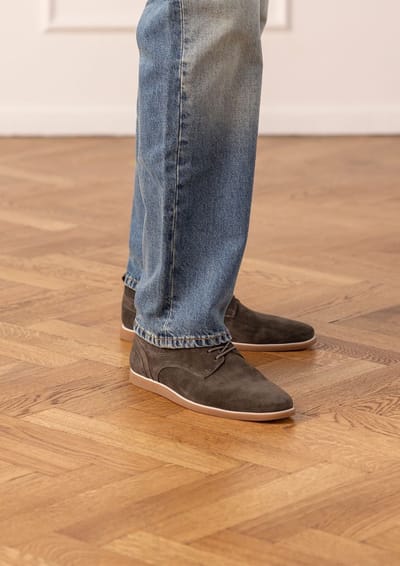 No Stress - Heren - Groene suède veterschoenen - Maat 42