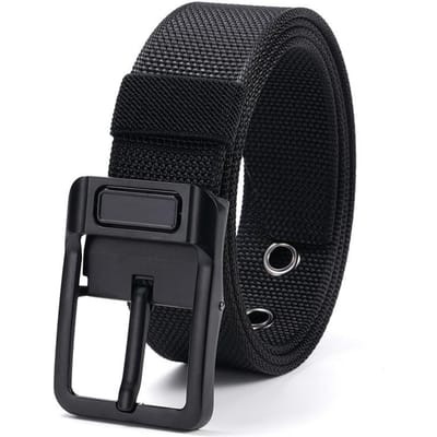 Ceinture Extérieure pour Homme Ceinture en Nylon Réglable Simple Ceinture à Boucle Automatique 120cm black