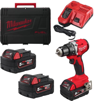 Milwaukee M18 BLDDRC-502C accu boor-/schroefmachine + 2x 18V 5.0 accu + oplader in koffer