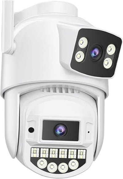 Beveiligingscamera Dubbele Lens - PTZ Camera Wifi - Huis Beveiligen - Automatische Tracking - 8MP - Wit