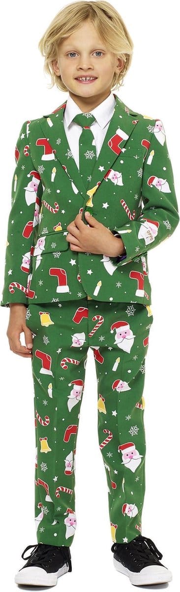 OppoSuits Santaboss - Jongens Kerst Kostuum Kerstpak - Kids - Groen - Kerst - Maat 92/98