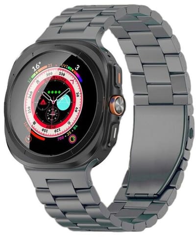 By Qubix - smartwatch bandje - Compatible Samsung bandje - Titanium schakelband - Space Grey - Geschikt voor Samsung Galaxy Watch 9 (40/44mm) - Watch 8 (40/44mm) - Watch 8 Classic (46mm)