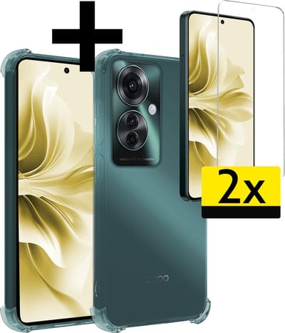 Hoesje - Met Screenprotector - 2 Stuks - Geschikt voor OPPO Reno 11F - Sterk & Shockproof - Siliconen Case - Back Cover - Telefoon Hoes - Shock Proof - Telefoonhoesjes - Transparant