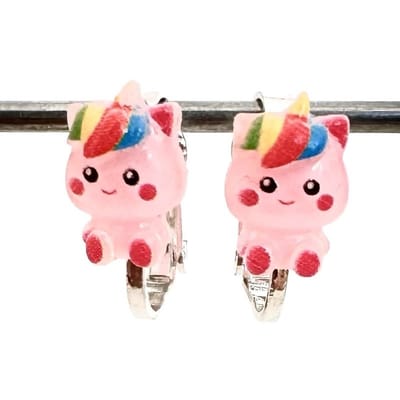 Clip Oorbellen Kinderen - Oorclips - Unicorn - Eenhoorn - Regenboog - Roze - Knopje - MNQ bijoux