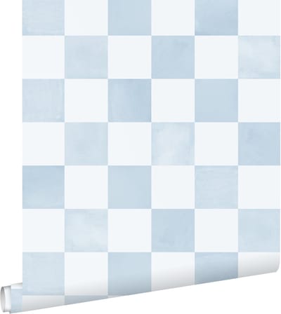 ESTAhome behang geblokt motief blauw - 53 cm x 10.05 m - 131286