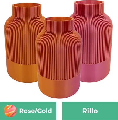Rillo Japandi Vaas - Decoratievaas Droogbloemen - Roze / Goud - 20CM