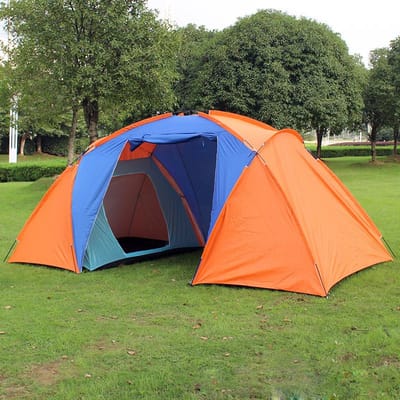 Kwaliteit 3-4 Persoons Grote Tent Waterdicht Dubbellaags Zomertent Buiten Kamperen Wandelen Vissen Jagen Familiefestival Tent 5-8 people oranje
