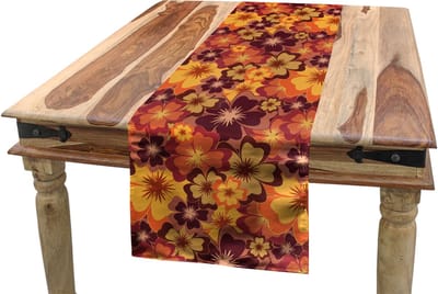 ABAKUHAUS Bloemen Tafelloper, Bloemen van de Herfstkunst, Eetkamer Keuken Rechthoekige decoratieve Tafelloper, 40 x 180 cm, Licht Oranje Meerkleurig