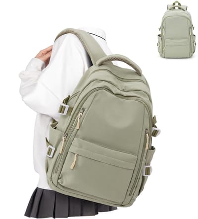 KZQ Retro canvas en leren studenten laptoprugzak - Duurzame unisex tas voor wandelen werk en reizen - Waterafstotend - Grijs
