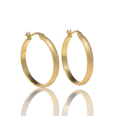 Aramat Jewels | Oorringen | Goudkleurige Matte RVS Oorringen Sandblasted - 40 mm | | | |4mm | Staal | Volwassenen | Verkleurd niet