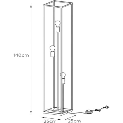 Lucide Arthur vloerlamp met metalen frame, 3-lamps