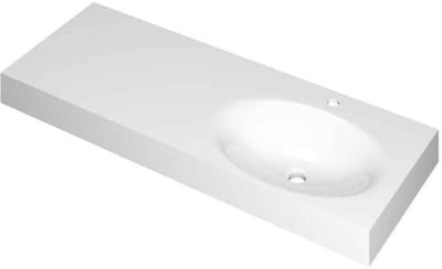 INK Smooth Wastafel Polystone Rechts met 1 Kraangat - 1200x450x90 mm - Glans Wit