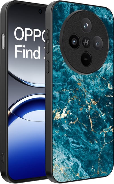 Smartphonica Telefoonhoesje Geschikt voor Oppo Find X8 met marmer opdruk - TPU backcover case blue marble design - Blauw geschikt voor Oppo Find X8