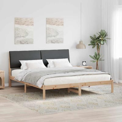vidaXL - Bedframe - Bruin - en - donkergrijs - 200 - x - 200 - cm - Massief - grenenhout