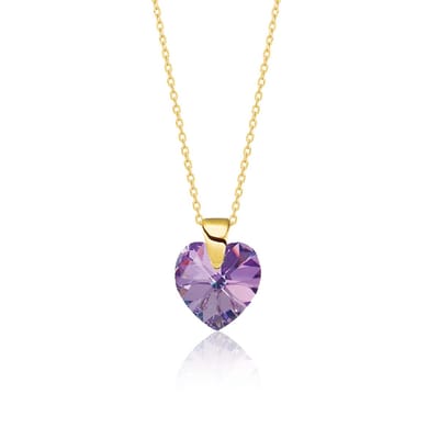Montebello Ketting Amy HG89 - 925 Zilver Verguld - Swarovski Hart - Ø10mm - 45cm
