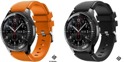 Strap-it bundel van 2 siliconen sport banden - Geschikt voor Samsung Galaxy Watch 1 46mm / Galaxy Watch 3 45mm / Gear S3 Classic & Frontier - Waterbestendig & zweetbestendig - Flexibel & comfortabel - Zwart en Oranje