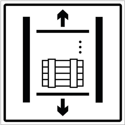 Goederenlift sticker | 10 x 10 cm