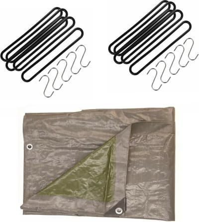 Talentools - Afdekzeil grijs 2x3 meter met 10x spanrubbers en S-haken