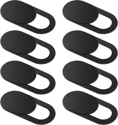 Set van 8 Beschermhoezen voor Camera, Telefoon en Webcam, Privacybescherming voor Laptop en Tablet, Zwart