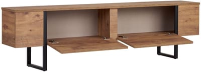 Asir - TV-standaard - Atlantische den, zwart - 100% met melamine gecoat spaanplaat - 39 x 190 x 10 cm