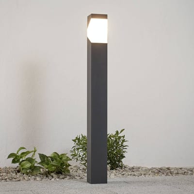 Lucande - Tuinpad verlichting - 1licht - Aluminium, polycarbonaat - H: 100 cm - E27 - grafietgrijs, opaalwit