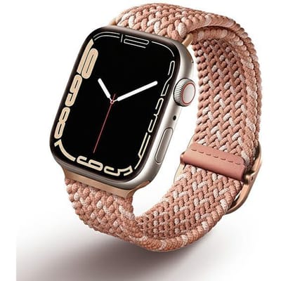 UNIQ bandje Aspen Apple Watch 40/38/41mmSerie 1/2/3/4/5/6/7/8/9/SE/SE2 Gevlochten DE roze/citrusroze black