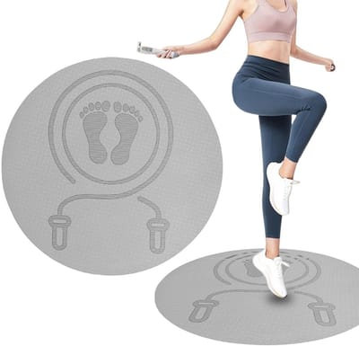 Springtouwmat Ronde Ontwerp - Fitnessmat Trainingsmat - Binnen Buiten Fitness - Schokabsorberend Duurzaam - 60x60 cm - Grijs