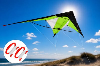 HEM Stuntvlieger Groen 120x50 cm – Dual Line Sportvlieger – Inclusief 30 Meter Lijnen en Handgrepen – 190T Polyester – Glasvezel Frame – Voor Beginners en Gevorderden – Strand en Park – Inclusief HEM Microvezeldoekje
