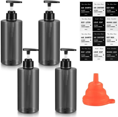 Dailygoods- Pompfles 500ml - Set van 4 - Transparant Grijs