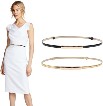 Tailleriem Verstelbaar - Damesriem Leer - Dames Riem Elastisch - Dames Riem Goud/Zwart - 2 Stuks - 95 cm Lang