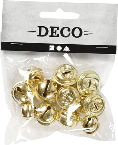 Belletjes, d 13+15+17 mm, goud, 12 div/ 1 doos