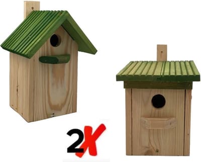 GARDEN SPIRIT Set 2 Vogelhuisje 12,5 x 13 x 27 - Nestkastje  Koolmees