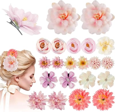 21 Stuks Hoge Kwaliteit Bloem Haarspelden voor Vrouwen en Meisjes - Perfect voor Bruiloften, Feestjes en Stranddecoratie