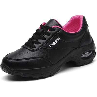 Nieuwe ademende casual sneakers veelzijdige outdoorschoenen reisschoenen lichtgewicht dikke zool dansschoenen voor dames 43 black