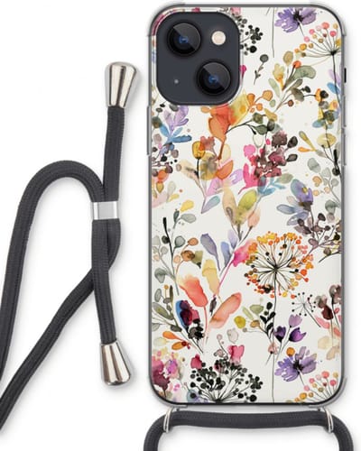 Case Company® - Hoesje met koord geschikt voor iPhone 13 hoesje met Koord - Wilde grassen - Telefoonhoesje met Zwart Koord - Bescherming aan alle Kanten en Over de Schermrand