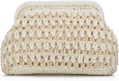 Woven Strohandtas voor Vrouwen - Zomer Strandtas, Avondtas en Schoudertas met Ketting voor Vakantie 2025