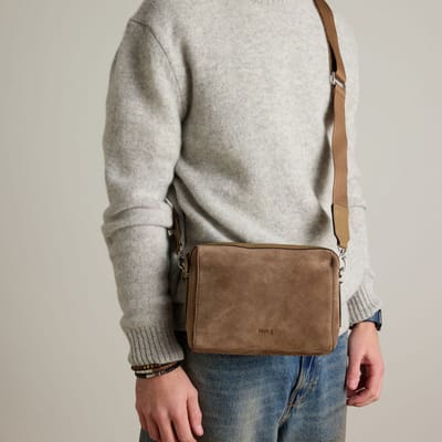 Manfield - Taupe suède unisex schoudertas