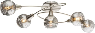 Trango 5-vlam Roestvrij stalen optiek 1010-58L Draaibare plafondlamp *WOW* incl. 5x 5Watt LED lamp 3000K warm wit Spots met design rokerige glazen kappen Woonkamerlamp, plafondspot